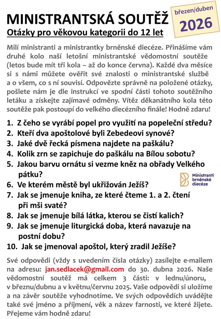 Plakát - ministrantská soutěž