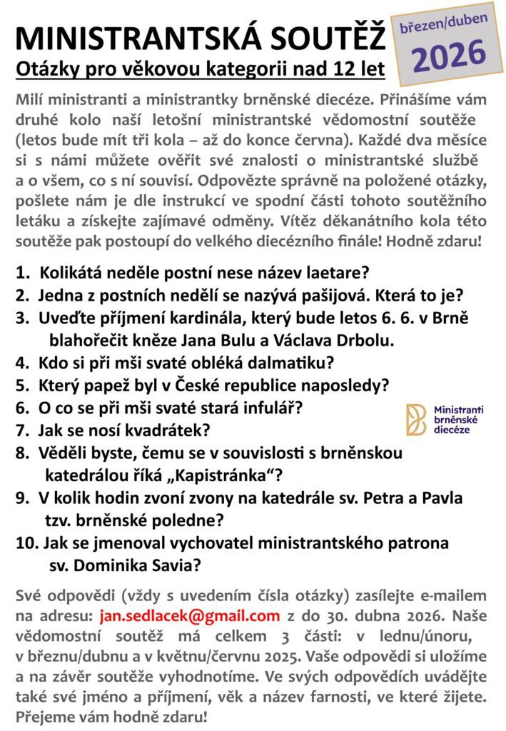 Plakát - ministrantská soutěž